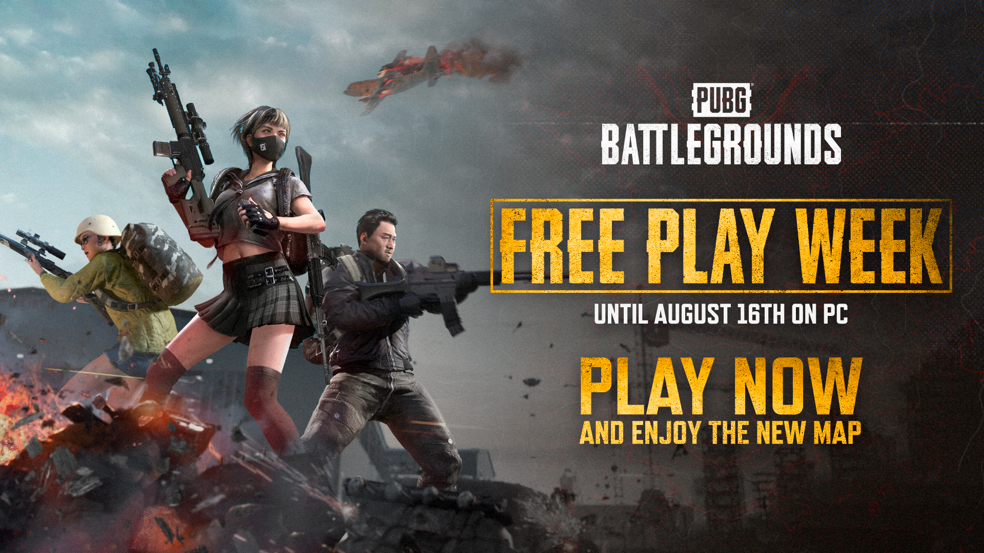 NEW PLAYERS CAN DROP INTO PUBG: BATTLEGROUNDS FOR FREE DURING A ONE WEEK  PROMOTION NOW THROUGH AUG. 16 | KRAFTON